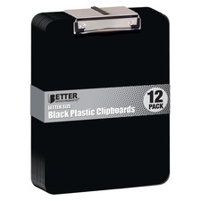 Black Plastic Clipboards, 12 Pack, Durable, 12.5 x 9 Inch, Low Profile Clip, ...