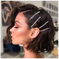 Rhinestone Hair Clip Barrette Silver Crystal Wedding Hair Pin Clip French Bar...