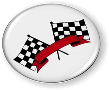 BestLicensePlateFrames Racing Flags 3D Domed CAR Emblem Badge Sticker Round