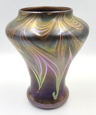 Vtg Studio Art Glass Iridescent Pulled Feather 7