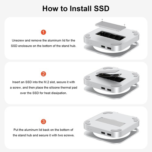 QWIIZLAB 40Gbps MAC Mini M4/M4 Pro Stand Hub with USB4 NVMe SSD Enclosure - Photo 8/19