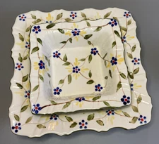 Temp-tations Yellow Blue Green Presentable Ovenware by Tara Nesting Casseroles