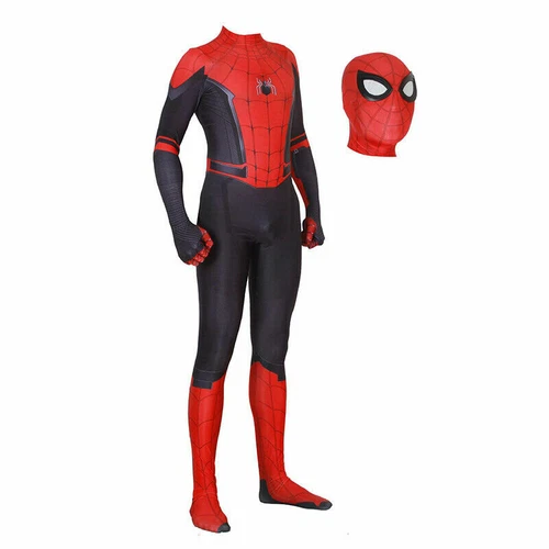 Kids Adult Spider-Man Far From Home Spiderman Zentai Cosplay Costume Suit Red - Picture 10 of 39