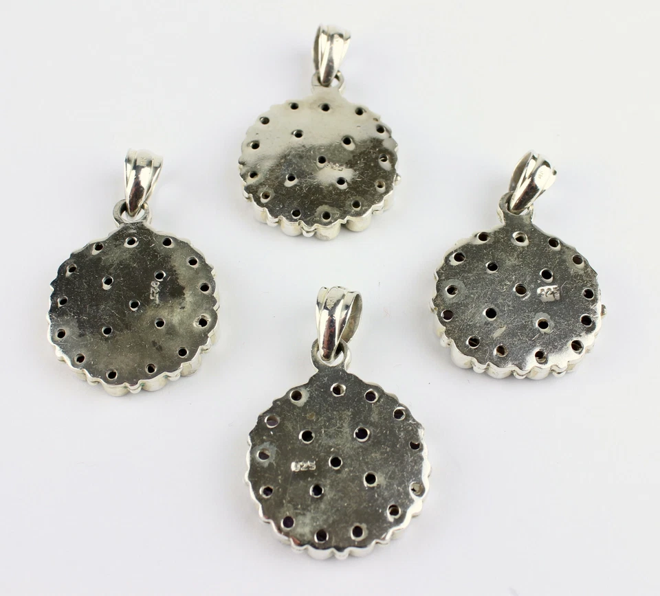 Granat, Amethyst, Peridot, Multi Farbe Anhänger Echte Edelsteine 925 Silber Rund - Bild 2 von 2