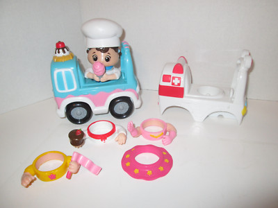 Spin Master Pop On Pals Ambulance Ice Cream Truck Figure Clothes Lot