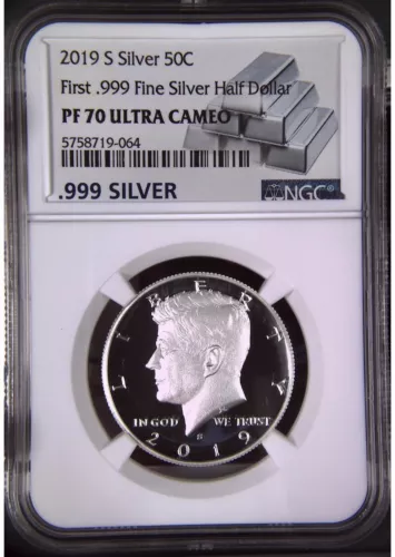 2019-S Kennedy Half Dollar NGC PF 70 UC First .999 Silver Half Dollar