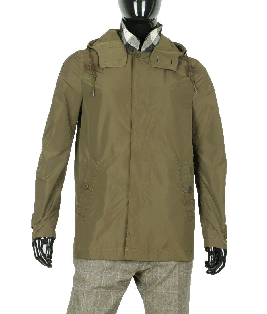 Men's Burberry Brit Polyester Green Hooded Lightweight Men's Burberry Brit Polyester Green Hooded Lightweight