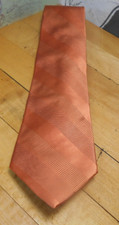 Paul Fredrick 100% Silk Tie Orange Stripes Made in USA Hand Tailored