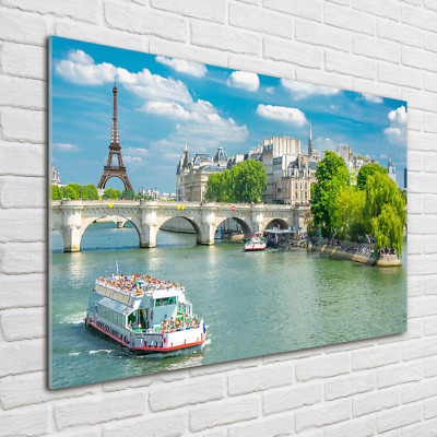 Glas-Bild Wandbilder Druck auf Glas 100x70 Deko Sehenswürdigkeiten Seine Paris