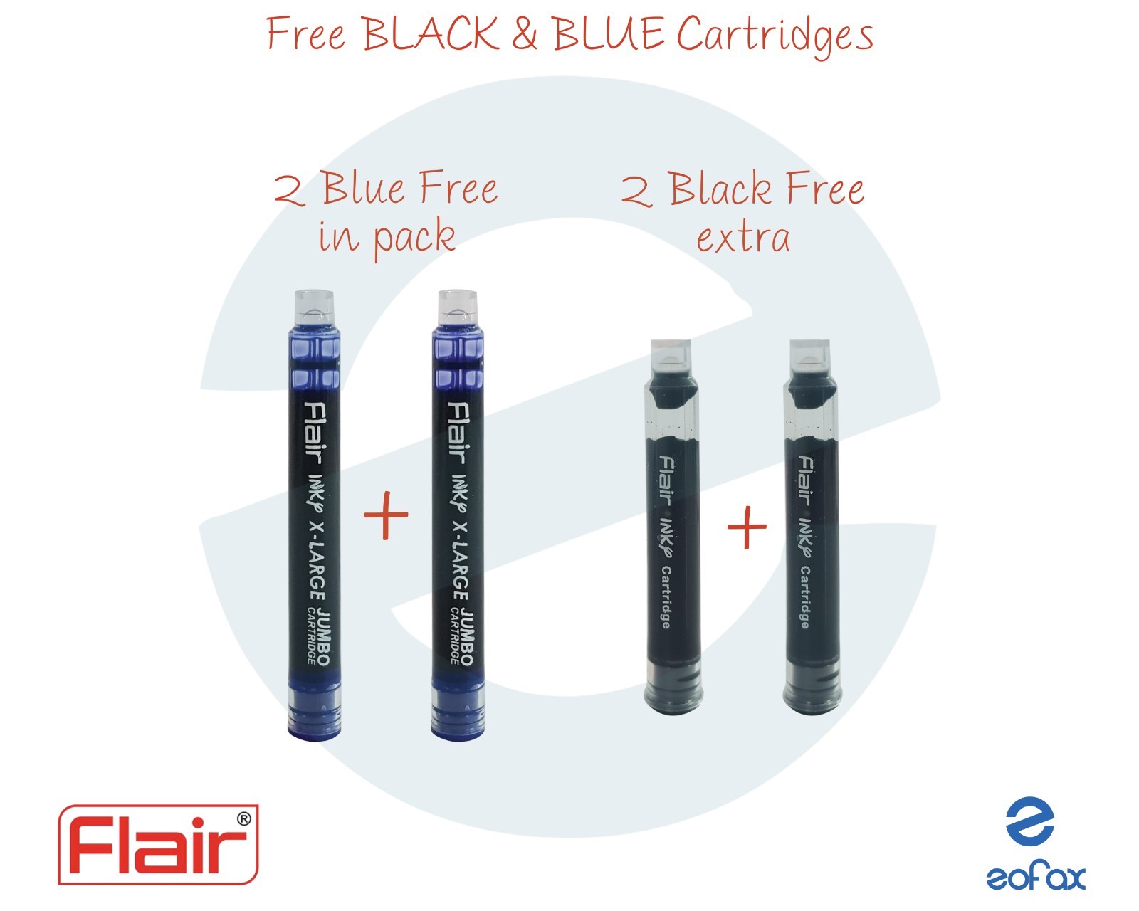 FLAIR Inky 336 BLACK BLUE Fountain Pen Set Steel Nib Iridium Tip Cartridges eBay