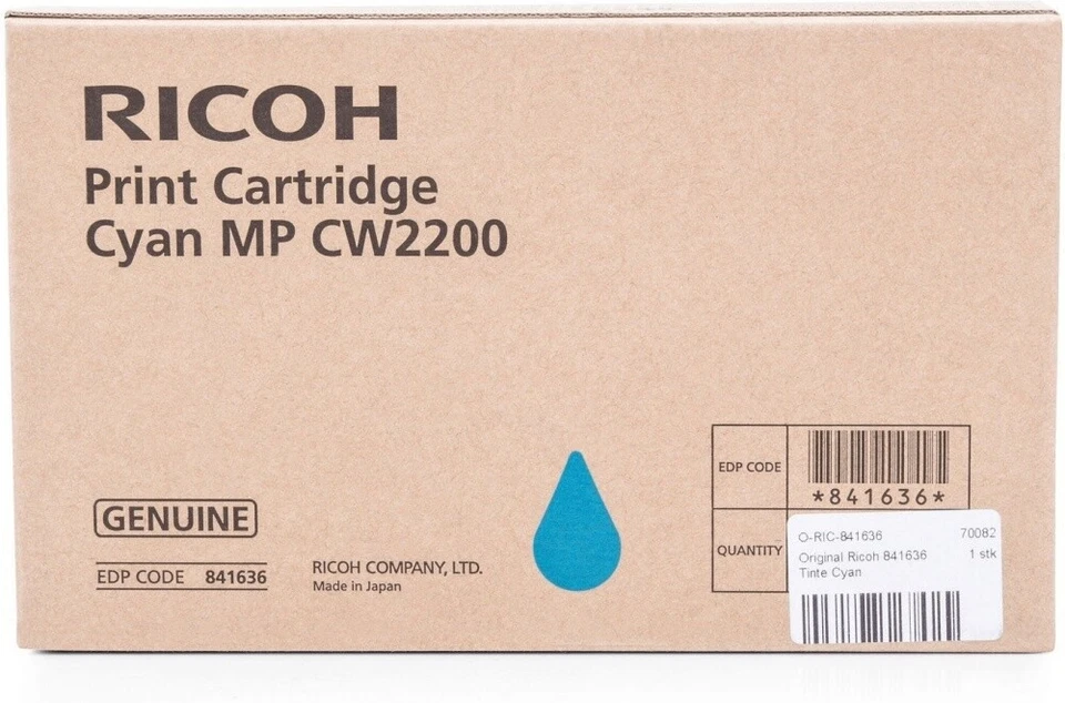 Original Ricoh Cartouches Couleur 841636 Cyan pour Lanier Mp Cw 2200 2201 Ag - Photo 1/1