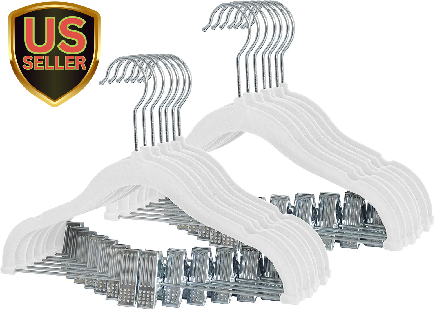 Non-Slip Baby & Kids Velvet Hangers 20-Pack with Movable Hooks