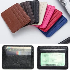Men Women Mini Leather purse Slim Credit Card Holder Pocket Wallets ID Window US