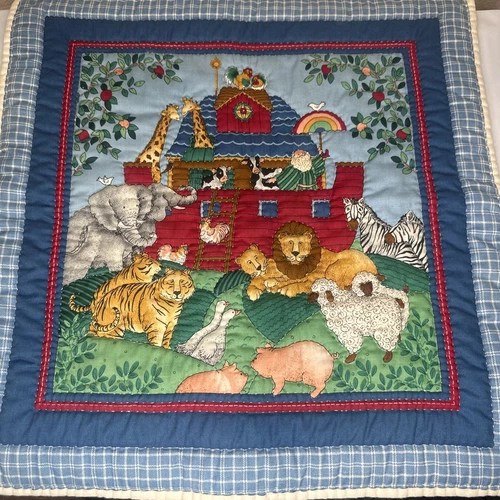 Vintage Noah’s Ark Quilted Nursary Tapestry 16.5in X 16.75in