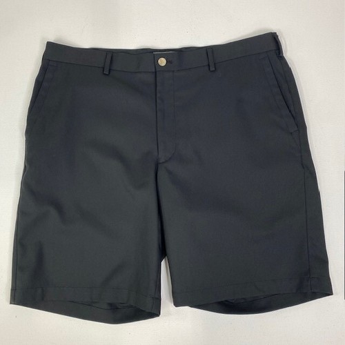 Peter Millar Crown Sport Golf Shorts Flat Front Black Size 36