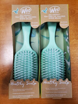 2 Pack: Wet Brush Go Green Tea Tree Oil Infused Treatment/Shine Hair Brush R8P5a