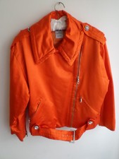 Authentic Celine, Women's Bomber/biker Orange Jacket, Size Uk12-14