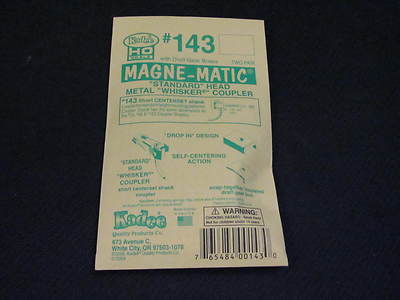 Kadee HO Scale Metal Knuckle Couplers - #143 Short Centerset Whisker (2 pr)