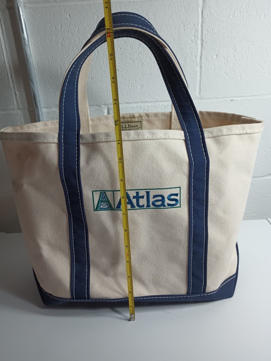 美品 LL Bean BOAT AND TOTE BAG STP OIL USA L.L.bean Boat & Tote Bag Cream & Blue - Atlas Advertising
