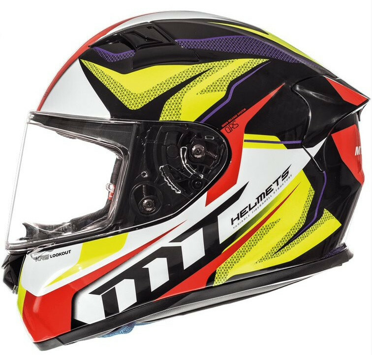 Casco Moto Integrale MT Helmets KRE Lookout G5 Giallo Fluo mutifibra Carbonio