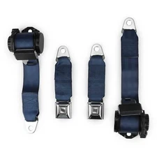 1978-82 Corvette Single Retractor Shoulder Seatbelt System PushButton Dark Blue