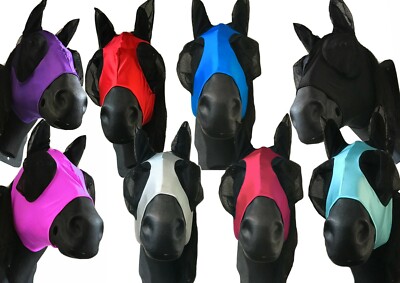 Pferd Lycra Fliegenmaske Kapuze Pony Cob Full Bug Augenschoner mit Ohren UV-Schutz