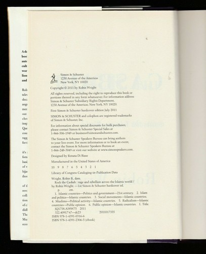 Rock the Casbah : Rage and Rebellion Islamic World by Robin B. Wright, Signed - Foto 3 di 3
