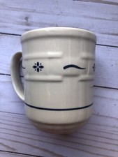 EUC Longaberger Woven Traditions Pottery CLASSIC BLUE 12 ounce Mug - Made in USA