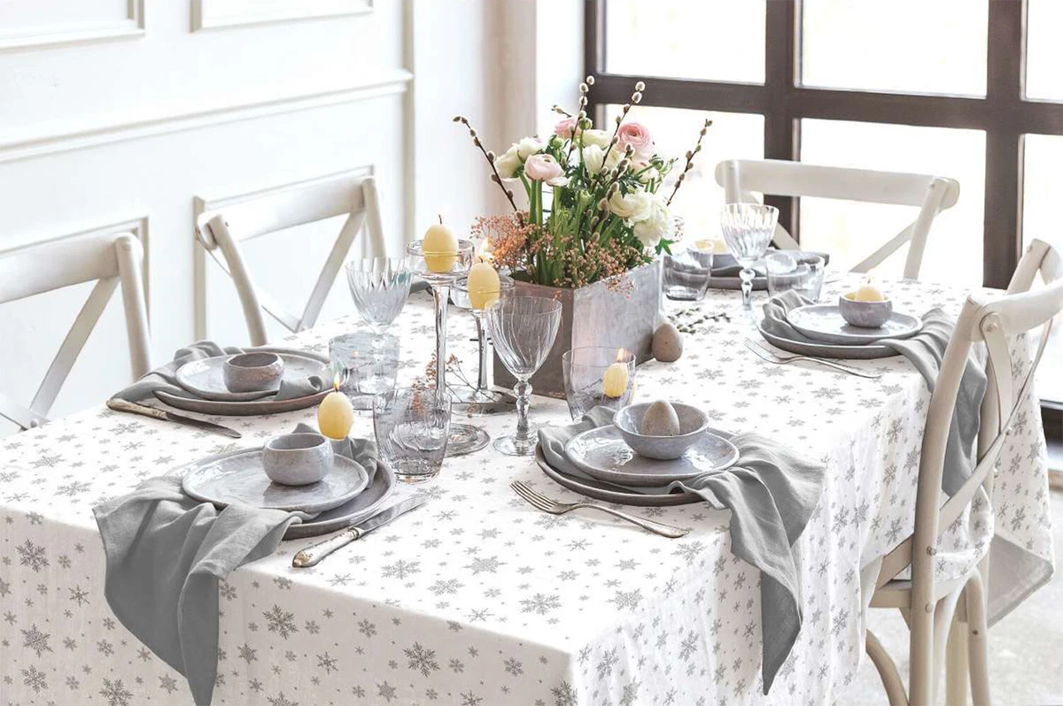 Tovaglia con paillettes celeste JYFLZQ, 127 x 127 cm, piccola