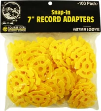 (100) Flat Yellow Adapters / Inserts for 7" 45rpm Vinyl Records 45s EP Single 