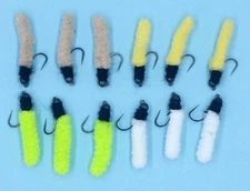 (12) Fly Fishing Flies  Mop Fly 4 color #10 beaded euro nymph trout bass  C1