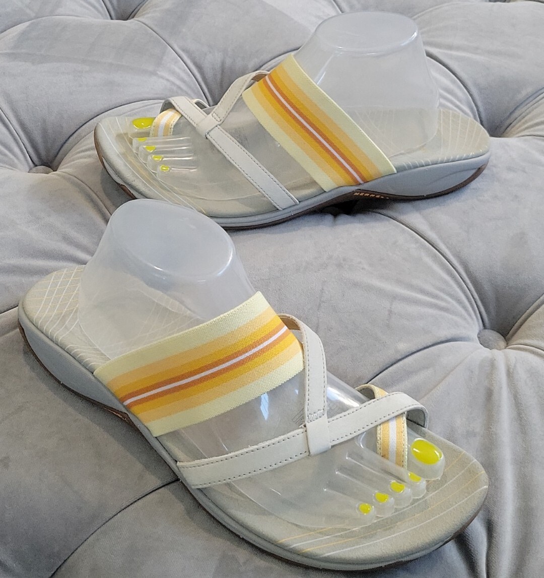 Sandali Merrell Zinnia punta piatta anello fodera argento lino scarpe da donna slides 11