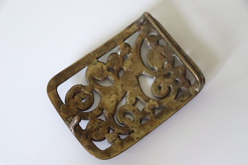 Vintage 1970s Brass Belt Buckle Swirl Abstract Boho Hippie Openwork Design - Picture 4 of 4