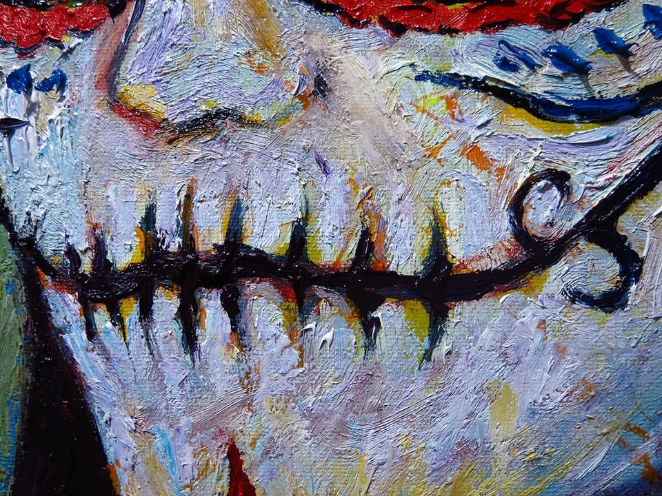 MASCARILLA CALAVERA ÓLEO█PINTURA ARTE REALISTA█DE COLECCIÓN ORIGINAL█DÍA DE LOS MUERTOS ESQUELETO NA Foto 3 de 4