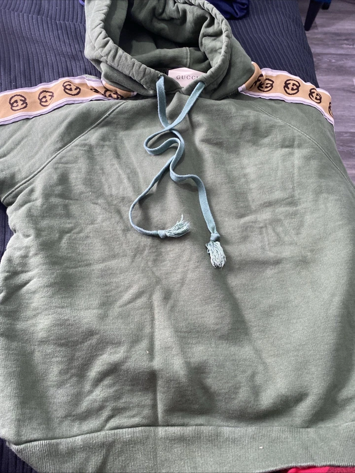 Sudadera con Capucha Gucci Verde con Raya G Reflectante Entrelazada Foto 4 de 4