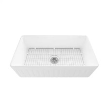Malibu Crisp White 33 In. Farmhouse Apron Single Bowl Fireclay Kitchen Sink with