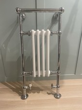 Vertical Column Radiator Chrome Towel Rail White Centre, Hot Water, Valves