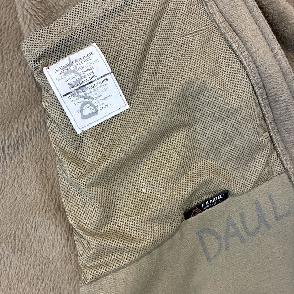 Jaqueta de lã masculina L exército militar dos EUA geração III clima frio marrom coiote - Imagem 4 de 4