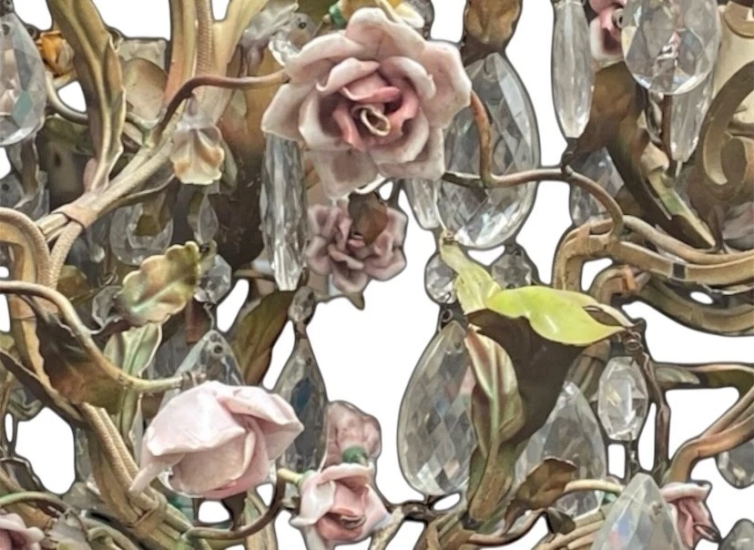 Lámpara de araña vintage de cristal y azulejos de cerámica - 7 luces, elegante Foto 4 de 4