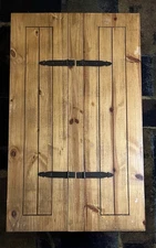 Vintage Mexican double-lid pine trunk coffee table set with pair of end tables