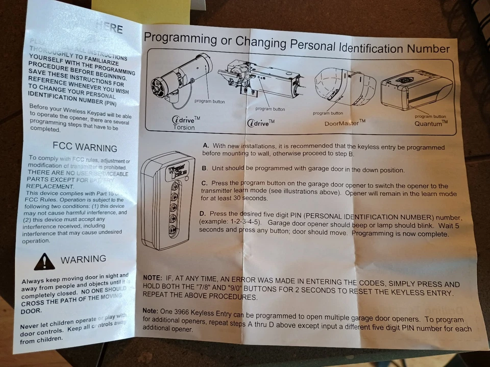 Wayne Dalton 327308 372MHz KEP 3 无钥匙无线键盘车库开门器安装 — 第 3/4 张图片