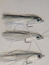 Hand Tied 4" Streamer Fly Lot 3 Black/White  Deceiver Trout Striper  Fishing
