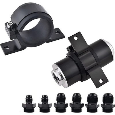 Inline 100 Micron Fuel Filter 6AN 8AN 10AN Adapter 50MM Cleanable w/Mount Bracke