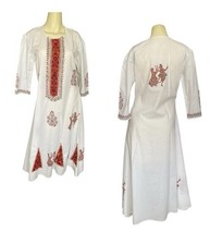 Vintage Handmade Khaadi Embroidered Kurti Kameez Festival Ethnic flare dress