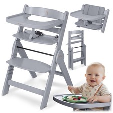 NUKIDO h&ouml;henverstellbarer Hochstuhl Babystuhl aus Holz Sicherheitsgurt klappbar