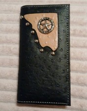Western Faux Leather Bill Fold Wallet Star Embellishment