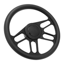 14 Black Anodized Aluminum 9 Hole Steering Wheel Half Wrap 4 Slot Style Hot Rod