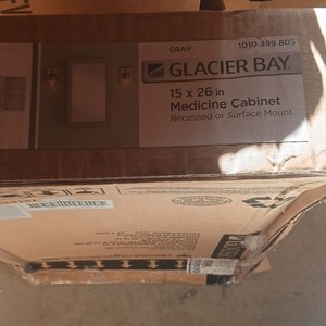 Glacier Bay Medicine Cabinet Gray 15x26in Recessed/Surface Mount Mirror