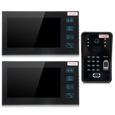 7in Video Doorphone 2 Monitors Fingerprint Password ID Card Remote Unlock Saf CB