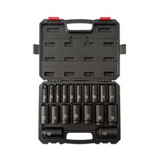 SUNEX TOOLS 2641, 1/2 Inch Drive Deep Impact Socket Set, 19-Piece, SAE, 3/8" ...